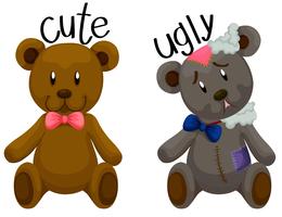 Cute teddy bear and ugly teddy bear vector