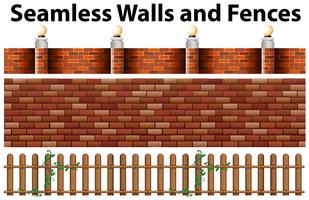 Seamless walls and fences design vector