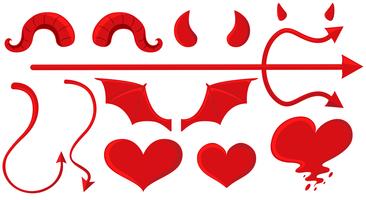 Angel and devil elements in red vector