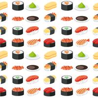 Seamless pattern sushi set