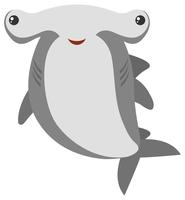 Tiburón martillo con cara alegre. vector