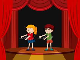 Two children on stage vector