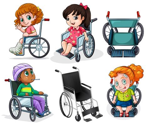 Disabled patients with wheelchairs