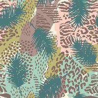 Trendy seamless exotic pattern with palm and animal prins vector