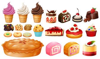 Set of different kinds of desserts vector