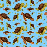 Sea turtle seamless pattern vector