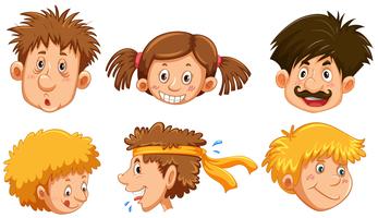 Different human faces with happy smile vector