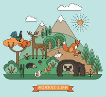 Vector illustration of forest life.