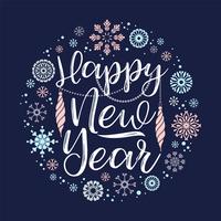 Happy New Year lettering designs. vector