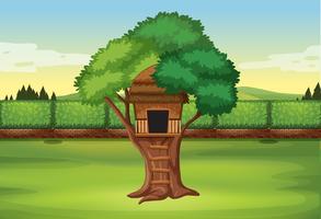 A tree house in nature vector