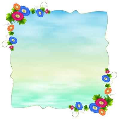 An empty template with blooming flowers