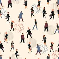 Seamless pattern with people going to work. vector
