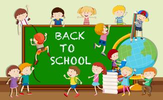 Back to school theme with students and books vector