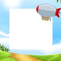 Airship in the sky border vector