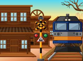 Train ride through western town vector