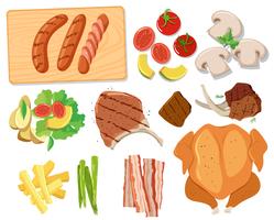 Various sets of barbecue food vector