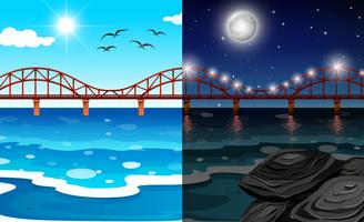 Day and night ocean landscape vector