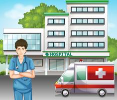 A Doctor at Hospital Scene vector