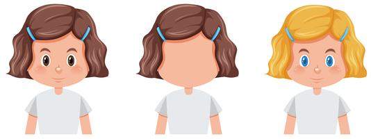 Set of girl with different hairstyle vector