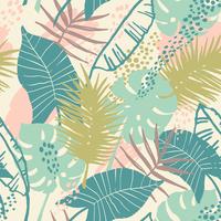 Seamless exotic pattern with tropical plants. vector