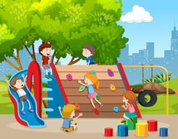 Happy children on playground vector