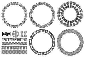 Muchos diseños de bordes con patrones asiáticos. vector