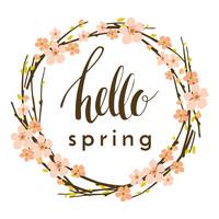 Vector spring background with flowering branches.