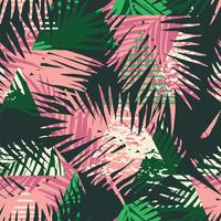 Seamless exotic pattern with tropical palm leaves on geometric background. vector