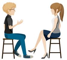 A girl and a boy talking without faces vector