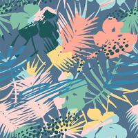 Seamless exotic pattern with tropical plants and artistic background vector