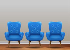 Un conjunto de sillón azul clásico vector