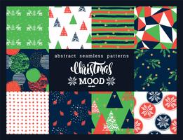 Christmas and New Year Set. Abstract geometric and ornamental seamless patterns. vector