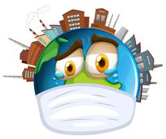 Tema ambiental con mundo y contaminación. vector