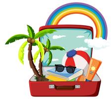 Summer object in the suitcase vector