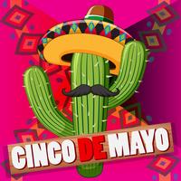 Cinco de mayo poster design with cactus wearing hat vector