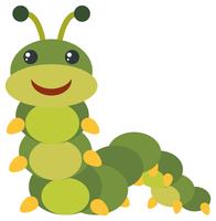 Green caterpillar with happy face vector