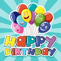 Happy Birthday card template with colorful balloons vector