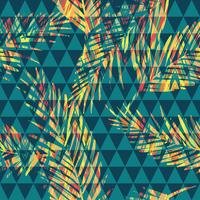 Seamless exotic pattern with palm on geometric background. vector