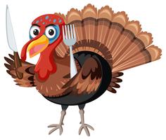 Turkey holding knife and fork vector