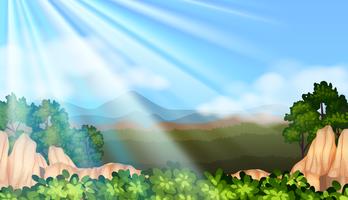 Background scene with sunlight in the sky vector