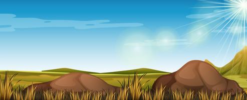 Nature scene with green field vector