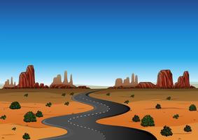 Desert scene with empty road vector