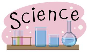 Materia escolar para la ciencia con muchos equipos en laboratorio. vector