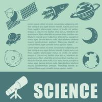 Tema de ciencia con telescopio y planetas. vector