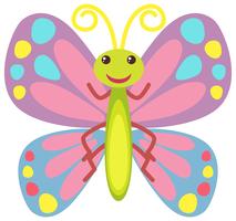 Mariposa colorida con cara feliz
