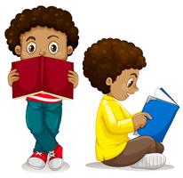 African boy reading book vector
