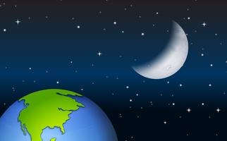 Earth and moon view vector