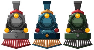 Steam engine designs in three colors vector