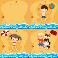 A Set of Kid at Sandy Beach vector