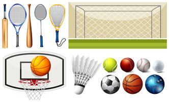 Equipamientos deportivos y diferentes objetivos. vector